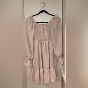 Flowy dress with an off the shoulder design.